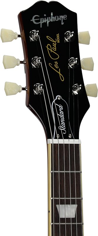 Epiphone Inspired by Gibson Les Paul Standard '50s Electric Guitar (with Gig Bag), Gold Top, Headstock Left Front