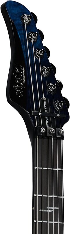 Schecter Reaper 6 FRS Elite Electric Guitar, Deep Ocean Blue, Headstock Left Front