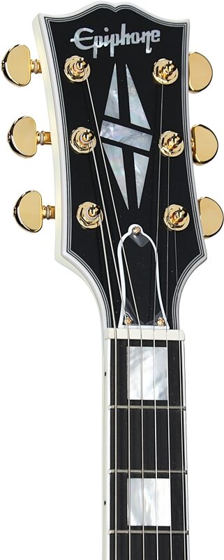 Epiphone 1959 ES-355 Semi-Hollow Electric Guitar (with Case), Classic White, Headstock Left Front