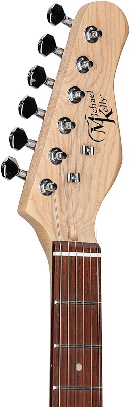 Michael Kelly 58 Thinline Electric Guitar, Natural, Spalted Maple Top, Headstock Left Front