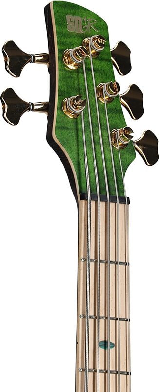 Ibanez SR5FMDX Premium Electric Bass, 5-String (with Gig Bag), Emerald Green, Blemished, Headstock Left Front
