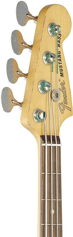 Fender JMJ Road Worn Mustang Electric Bass (with Gig Bag), Black, Headstock Left Front