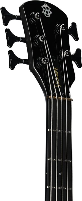 Spector NS Ethos HP 5-String Bass Guitar (with Bag), Gunmetal Gloss, Headstock Left Front