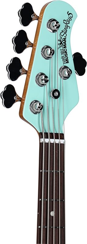 Ernie Ball Music Man StingRay 5 Special HH Electric Bass (with Case), Laguna Green, Headstock Left Front