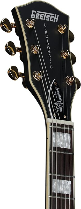 Gretsch G519BK Tim Armstrong Electromatic Hollowbody Electric Guitar, Black, Headstock Left Front