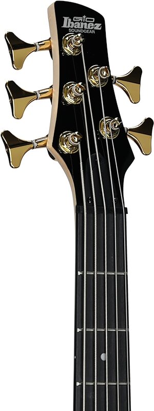 Ibanez GSR205PC Gio Electric Bass, 5-String, Transparent Marine Burst, Headstock Left Front