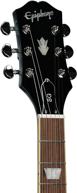 Epiphone Inspired by Gibson SG Standard Electric Guitar (with Gig Bag), Pelham Blue, Headstock Left Front