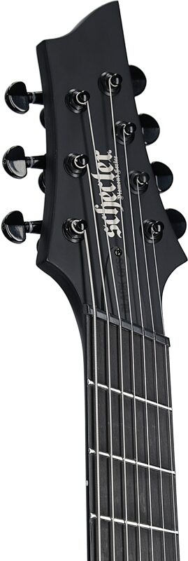 Schecter PT7MS Black Ops Electric Guitar, 7-String, Satin Black Open Pore, Headstock Left Front