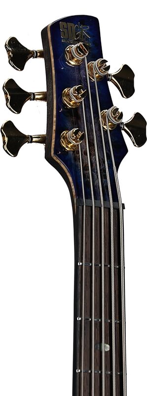 Ibanez SR2605L Premium Electric Bass (with Gig Bag), Cerulean Blue Burst, Headstock Left Front