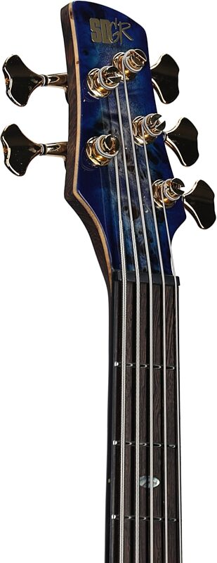 Ibanez SR2605 Premium Electric Bass, 5-String (with Gig Bag), Cerulean Blue Burst, Headstock Left Front