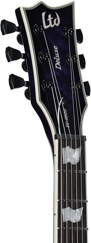 ESP LTD EC-1000-QM Electric Guitar, See-Thru Purple Sunburst, Headstock Left Front