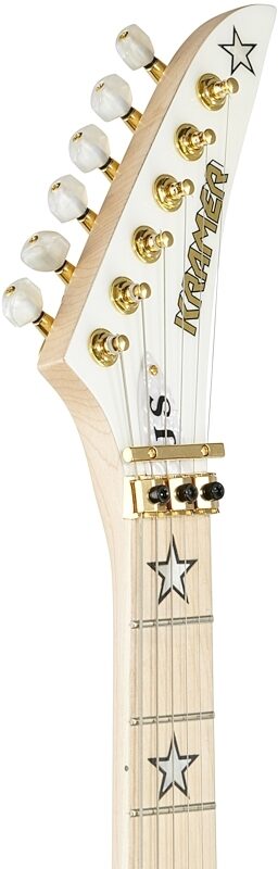 Kramer Jersey Star Electric Guitar, with Gold Floyd Rose, Alpine White, Headstock Left Front