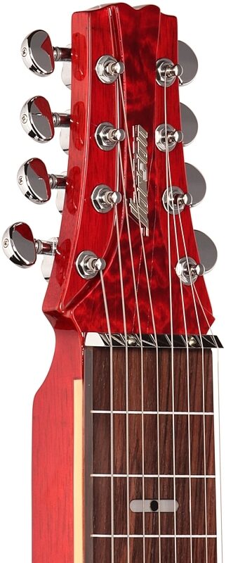 Vorson LT-230-8 Active Lap Steel Guitar, 8-String (with Gig Bag), Transparent Red Quilt, Headstock Left Front