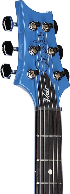 PRS Paul Reed Smith S2 Vela Semi-Hollowbody Electric Guitar (with Gig Bag), Mahi Blue, Headstock Left Front