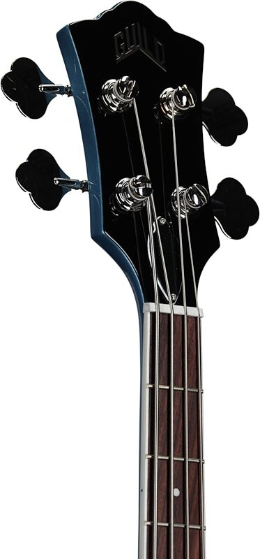 Guild Starfire I Electric Bass, Pelham Blue, Headstock Left Front