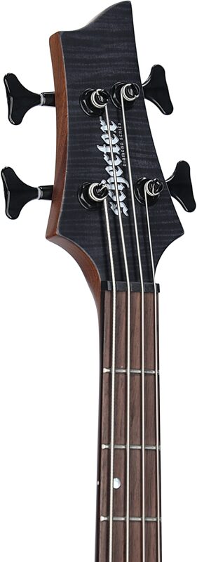 Schecter Charles Berthoud CB-4 Bass Guitar, See Thru Black, Headstock Left Front
