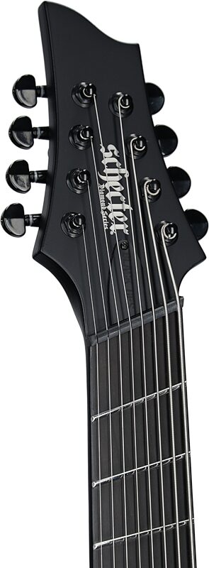 Schecter PT8MS Black Ops Electric Guitar, 8-String, Satin Black, Open Pore (Left Handed), Satin Black Open Pore, Headstock Left Front