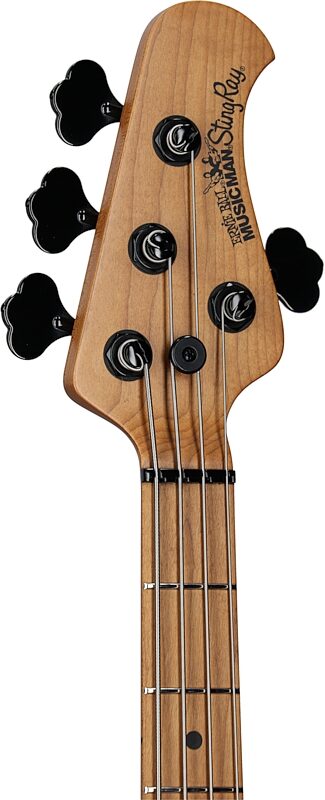 Ernie Ball Music Man StingRay Special HH Electric Bass (with Case), Black Rock, Headstock Left Front