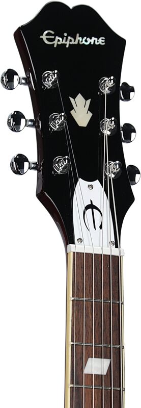 Epiphone Noel Gallagher Riviera Electric Guitar (with Case), Left-Handed, Dark Wine Red, Headstock Left Front