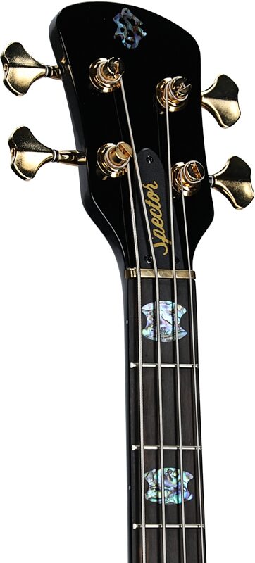 Spector Euro 4 Custom Electric Bass (with Gig Bag), Natural Black Burst, Headstock Left Front