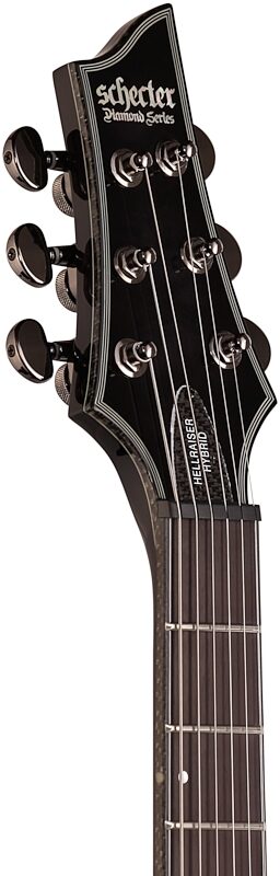 Schecter Hellraiser Hybrid C-1 Electric Guitar, Transparent Black Burst, Headstock Left Front