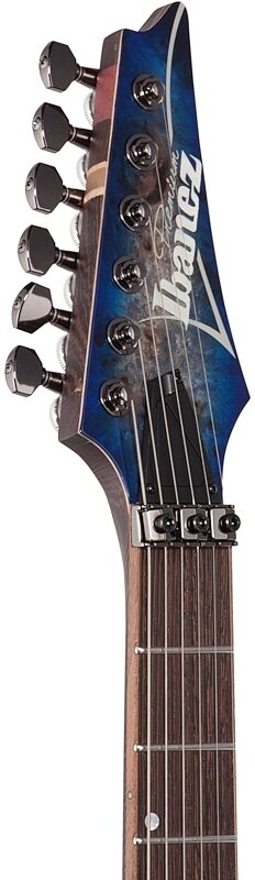 Ibanez S1070PBZ Premium Electric Guitar (with Gig Bag), Cerulean Blue, Headstock Left Front