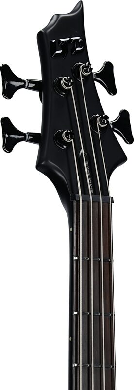 ESP LTD F-4 Electric Bass Guitar, Black Metal, Headstock Left Front