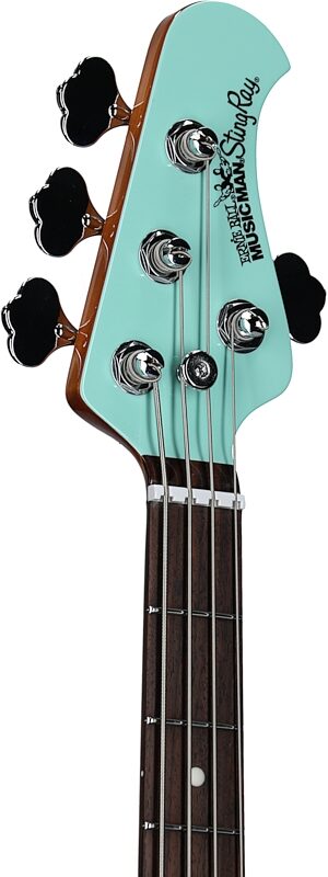 Ernie Ball Music Man StingRay Special HH Electric Bass (with Case), Laguna Green, Headstock Left Front