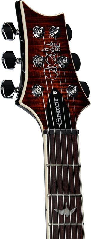 PRS Paul Reed Smith SE Custom 24 Semi-Hollow Piezo Electric Guitar (with Gig Bag), Orange Tiger, Headstock Left Front