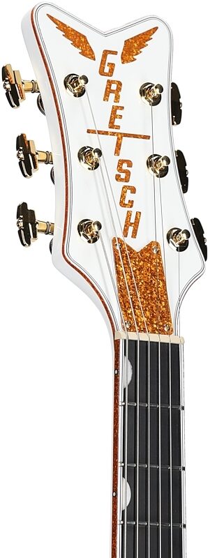Gretsch G6136TG Players Edition Falcon Electric Guitar (with Case), Falcon White, Headstock Left Front