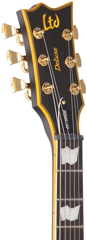 ESP LTD EC-1000 Deluxe Series, Seymour Duncan Electric Guitar, Vintage Black, Headstock Left Front