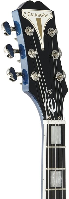 Epiphone Uptown Kat ES Electric Guitar, Sapphire Blue Metallic, Headstock Left Front