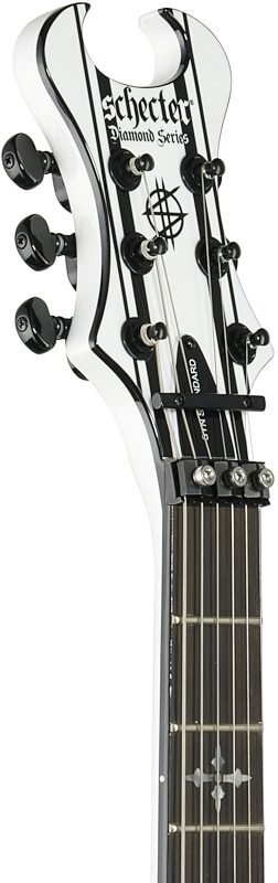 Schecter Synyster Gates Standard Electric Guitar, White and Black Pinstripe, Headstock Left Front