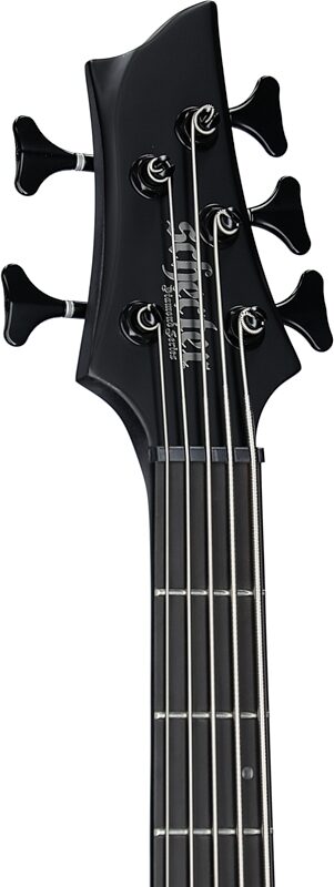 Schecter Stiletto Stealth-5 Pro Electric Bass, Left-Handed, Satin Black, Headstock Left Front