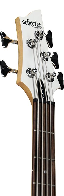 Schecter C-5 Deluxe Electric Bass, Satin White, Headstock Left Front