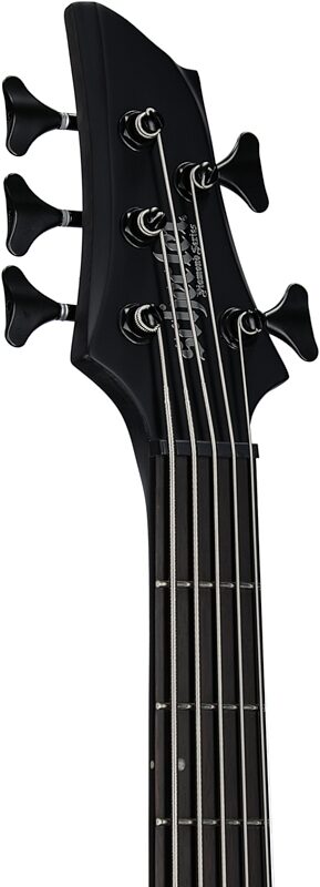 Schecter Stiletto Stealth-5 Pro Electric Bass, 5-String, Satin Black, Headstock Left Front