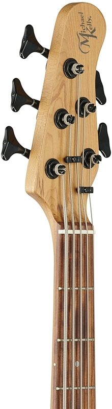 Michael Kelly Custom Collection Element 5R Electric Bass Guitar, 5-String, Pau Ferro Fingerboard, Natural, Headstock Left Front