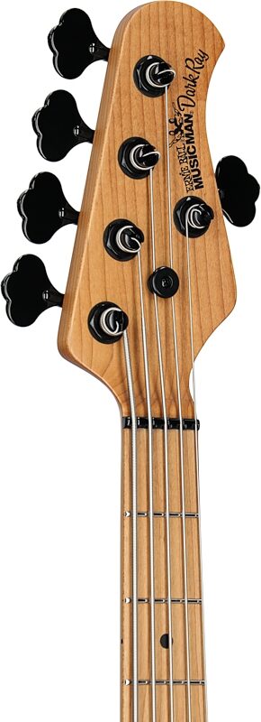 Ernie Ball Music Man DarkRay 5 Electric Bass Guitar (with Case), Gold Bar, Headstock Left Front
