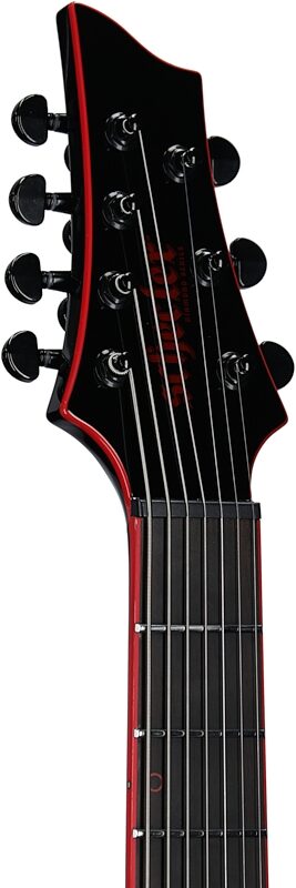 Schecter Sunset 7 Red Dawn 7-String Electric Guitar, Gloss Black, Headstock Left Front