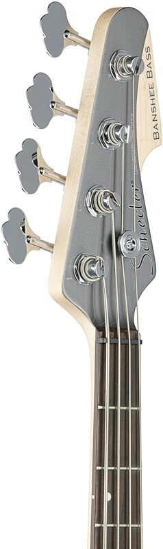 Schecter Banshee Bass Guitar, Carbon Grey, Headstock Left Front