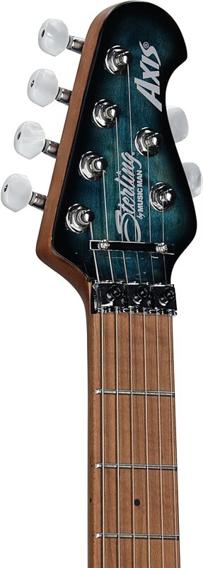 Sterling by Music Man Axis AX50QM Electric Guitar, Yucatan Blue, Headstock Left Front