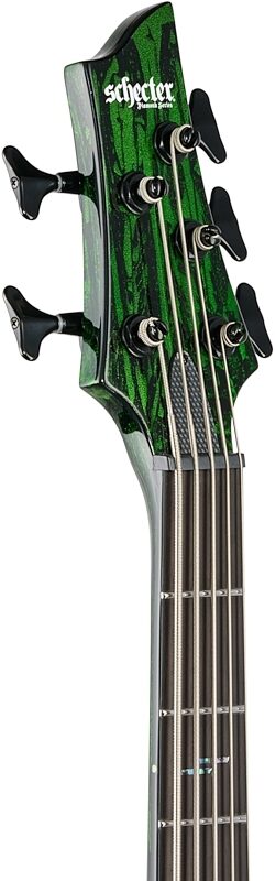 Schecter C-5 Silver Mountain Electric Bass, Toxic Venom, Headstock Left Front