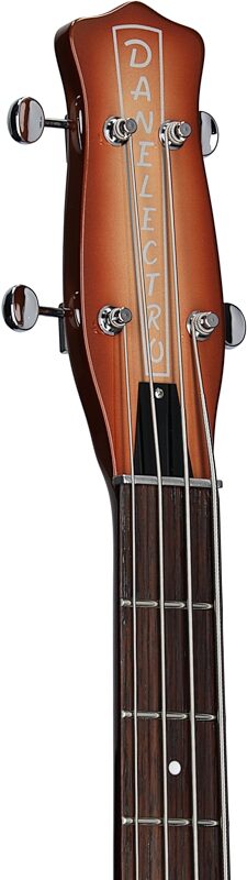 Danelectro Longhorn Short-Scale Electric Bass, Left-Handed, Copperburst, Headstock Left Front