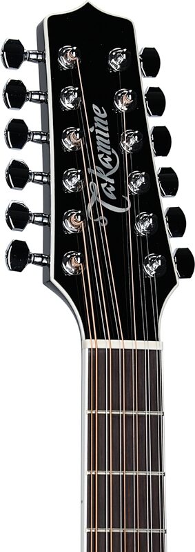 Takamine EF381SC 12-String Dreadnought Cutaway Acoustic-Electric Guitar (with Case), Gloss Black, Blemished, Headstock Left Front