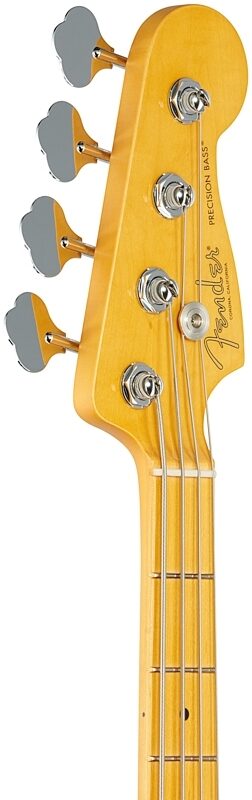 Fender American Pro II Precision Electric Bass, Maple Fingerboard (with Case), Miami Blue, Headstock Left Front