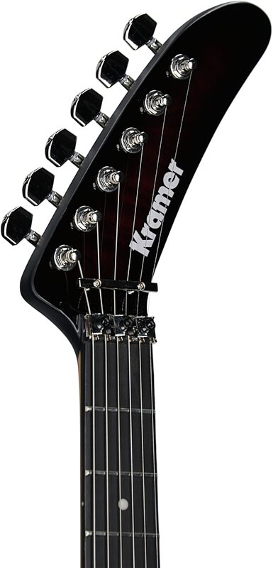 Kramer 84 HH FR Quilted Top Electric Guitar, Ebony Fingerboard (with Gig Bag), Magenta Burst, Headstock Left Front