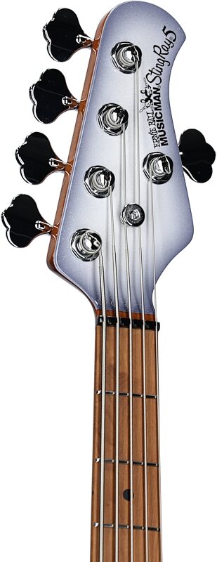Ernie Ball Music Man StingRay 5 Special HH Electric Bass (with Case), Snowy Night, Headstock Left Front