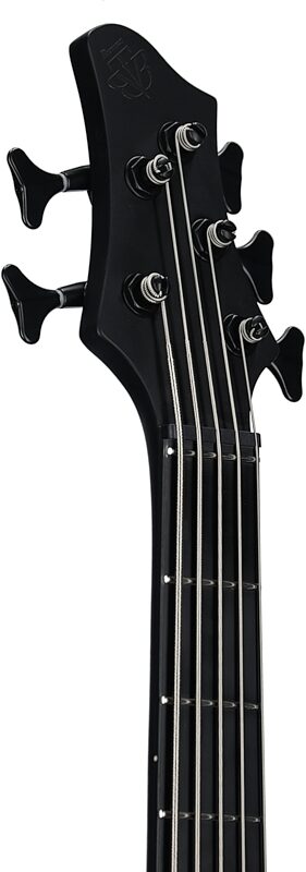 Ibanez Iron Label BTB625EX Bass Guitar, Flat Black, Headstock Left Front