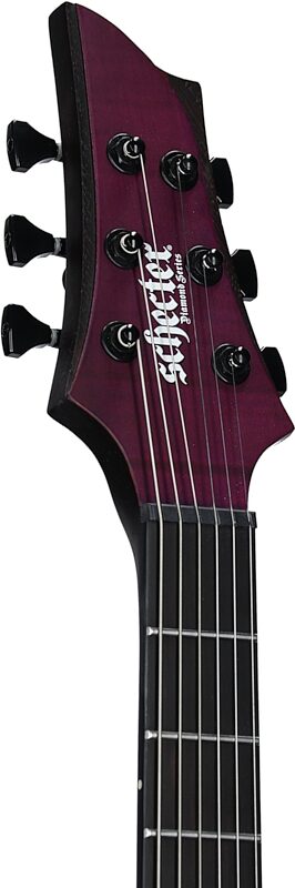 Schecter John Browne Tao-6 Electric Guitar, Transparent Purple, Headstock Left Front