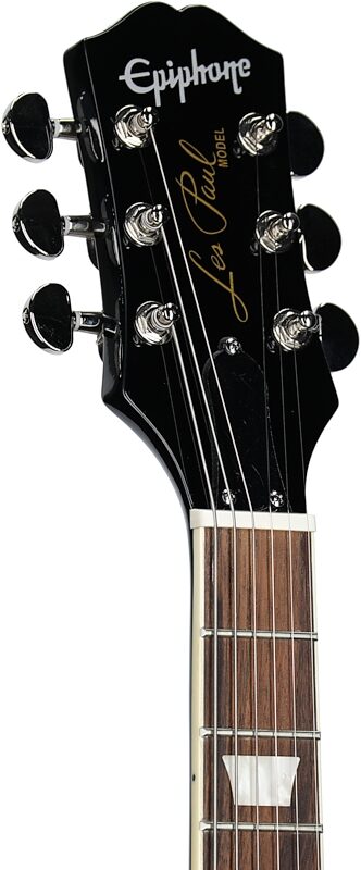 Epiphone Power Player Les Paul Electric Guitar (with Gig Bag), Dark Matter Ebony, Headstock Left Front